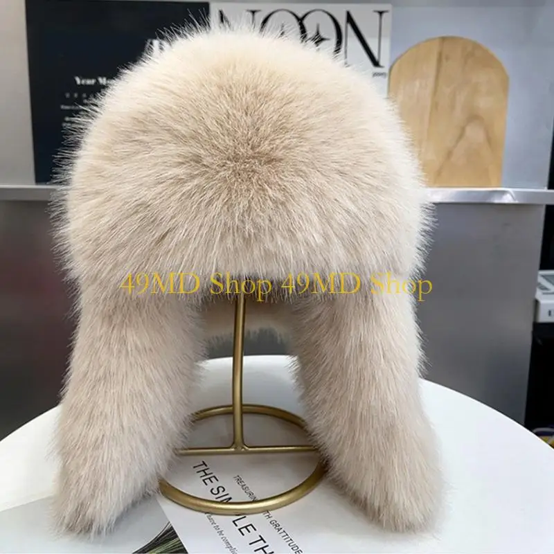 49MD Plush Ear Flap Hat Featuring Thick Insulation for Extreme Cold Lightweight Design Gift