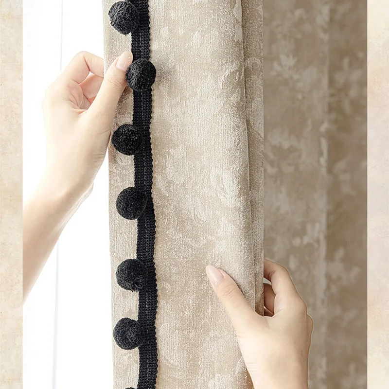 

Retro style bedroom high shading 2025 new high-end chenille jacquard light luxury curtains