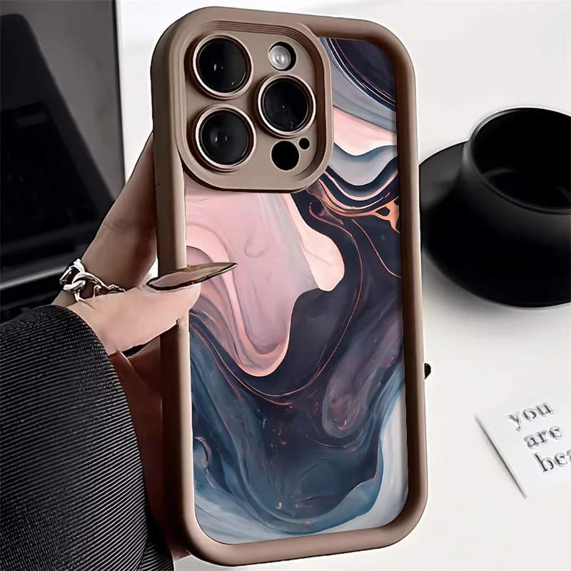 Flüssige Silikon-Marmor-Stein-Handyhülle für iPhone 15 11 13 14 12 Pro Max XR X XS 7 8 Plus SE 13pro 15pro einfarbige Funda-Abdeckung