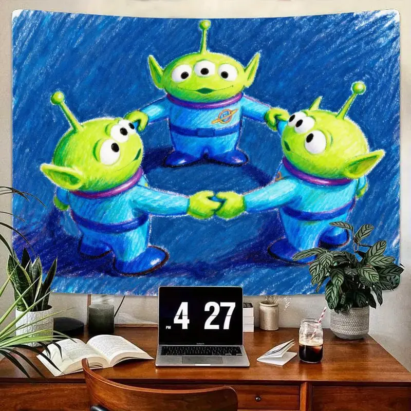 

1 шт. Disney Pixar Toy Story Little Green Men гобелен, милый мультяшный инопланетянин, настенное искусство, современный декор из полиэстера для спальни, гостиной