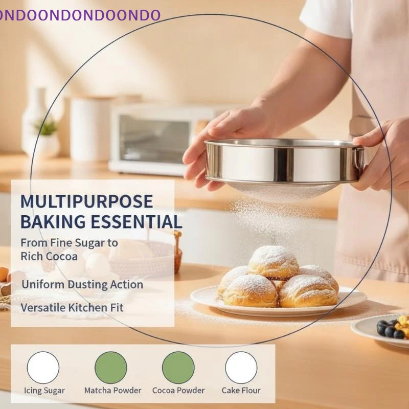 Round Flour Sieve Stainless Steel 15/20/25/30/35cm Mesh Flour Sifter Ultra-fine 40/60 Mesh Silver Handhold Strainer Sifters