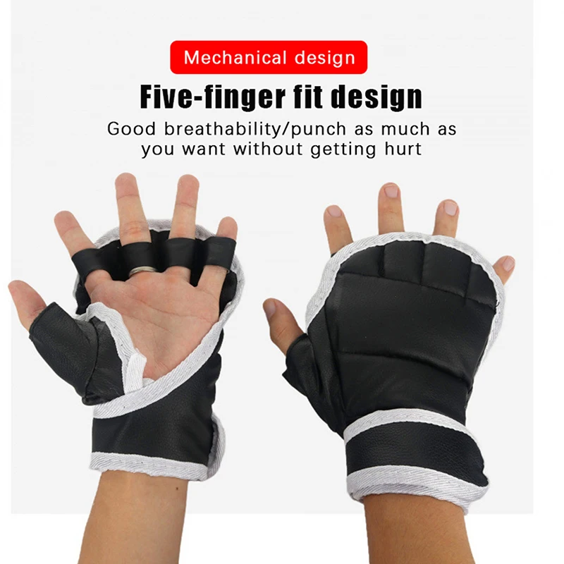 Half Finger Boxing Training Gloves Black 1 /2Pair Fingerless Gloves For Combat Fitness Exercise Anti-Slip Sports Boxing Gloves