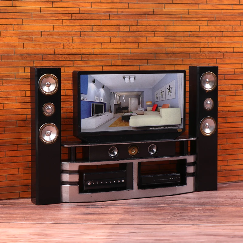 Mini TV de Casa de Bonecas 1/12, Ornamento de Áudio, Decoração de Móveis para Sala de Estar, Decoração de Micro Cena para Casa de Bonecas, Brinquedos