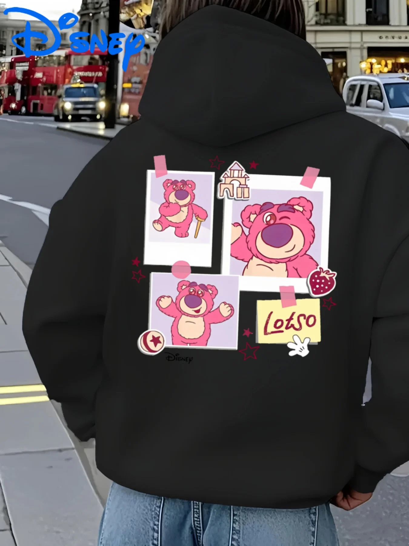 

Women Men's Disney Lotso Hoodies Fashion Oversized Streetwear Unisex Sweatshirts Autumn and Winter Fleece Casual Versatile