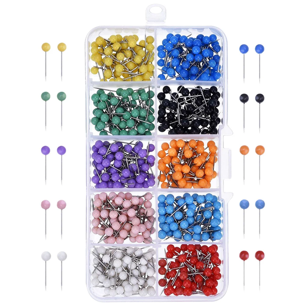 

600pcs Replaceable Push Pins Multi-Function Thumbtacks Classic Colorful Office Accessories Compact Home Supplies Ball Shaped