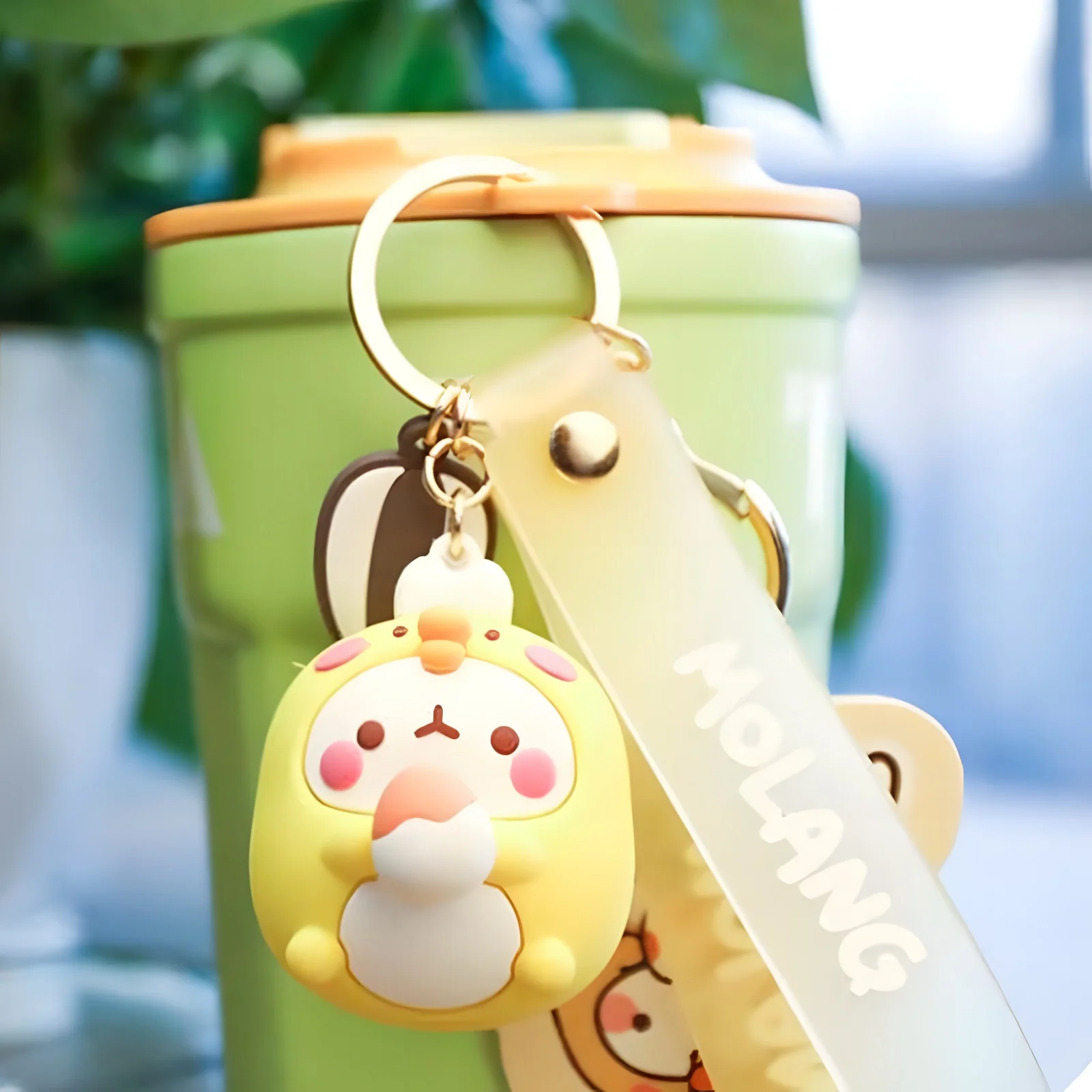 Molang Animal Zoo Series Figurine Dolls Keychain Kawaii Cute Panda Cat Rabbit Model Bag Keyring Pendant Toys Girl Kid Gift