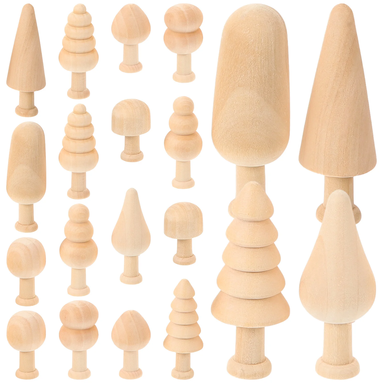 

20 Pcs Graffiti Ornaments Material Mini Wooden Tree Decorations Trees DIY Painting Unfinished Child