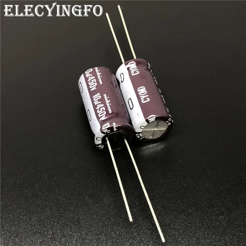 10Pcs/100Pcs 10uF 450V NICHICON CY Series 10x20mm High Ripple Current Long Life 450V10uF Aluminum Electrolytic capacitor