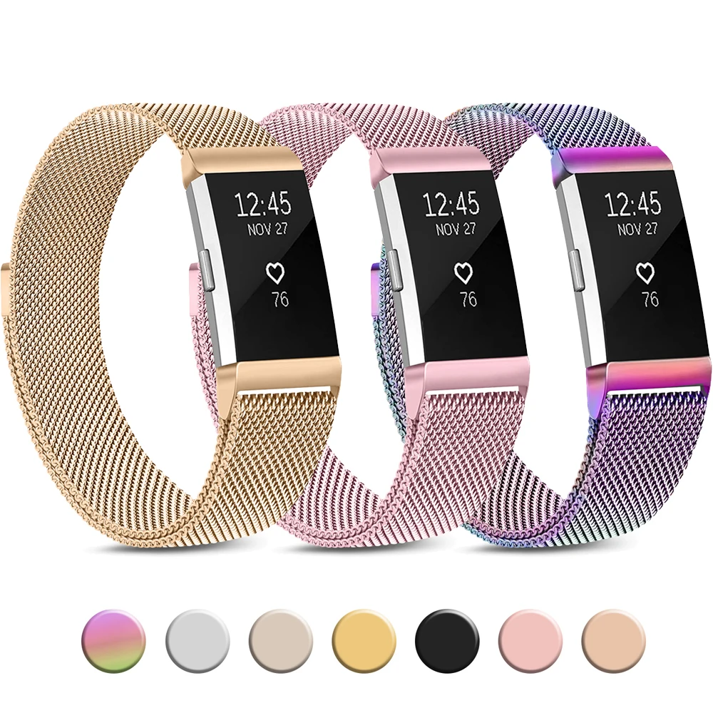 Magnetische Metalen Band Voor Fitbit Lading 2 Band Vervanging Armband Polsband Voor Fitbit Lading 2 Strap Smart Horlogeband Accessoire