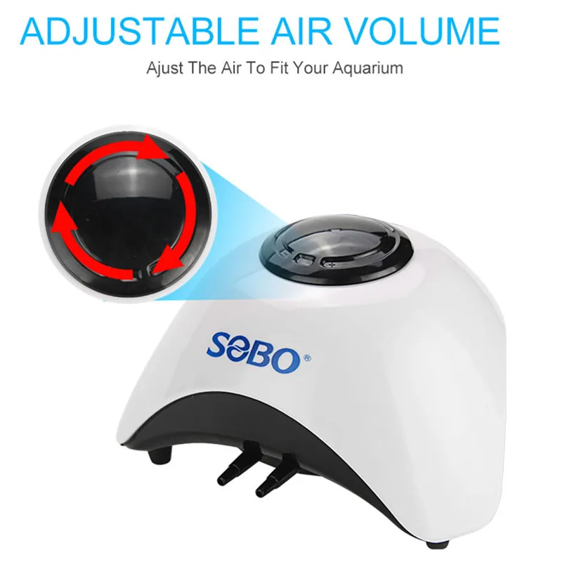 SOBO Aquarium Adjustable Air Pump Fish Tank Increasing Oxygen Pump Ultra-Silent Low Power Consumption Aquarium Air Pump