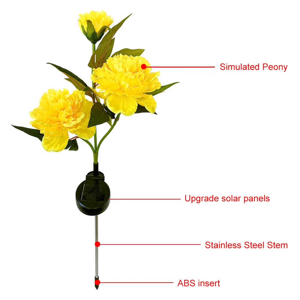 LED Solar Lights Outdoor Peony Flower Lamp Night Lamp Garden Decoration for Yard Patio Landscape Path Waterproof Garden Decor