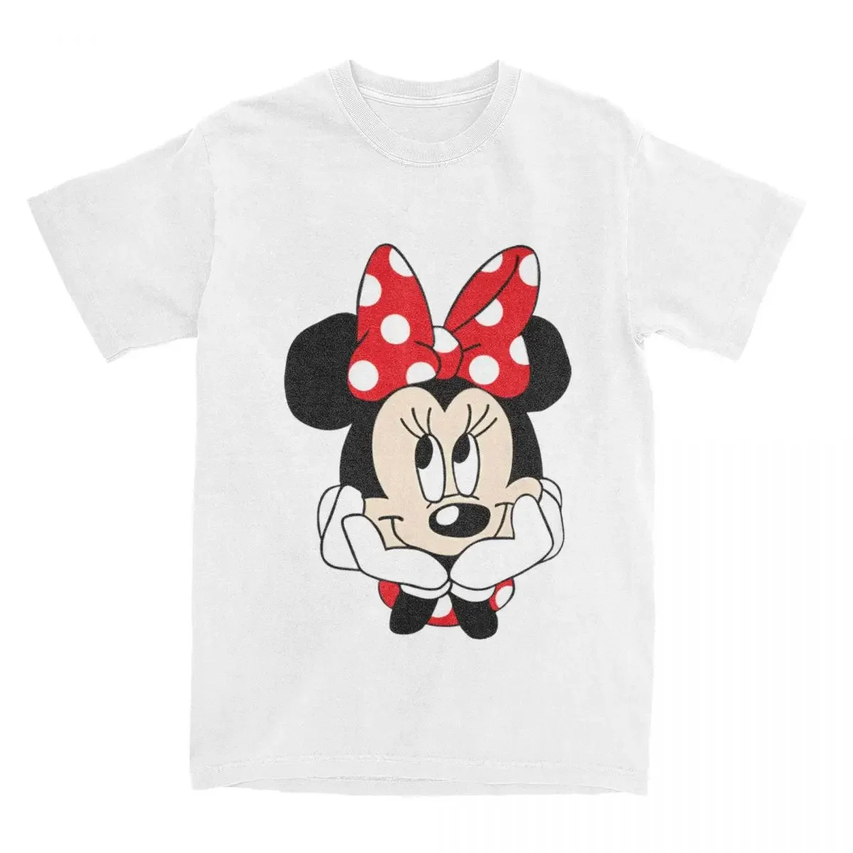 Novelty Minnie Mouse Bow Tie T Shirt Men Women's Pure Cotton kawaii Mickey Tees Shirt Gift Idea Clothes