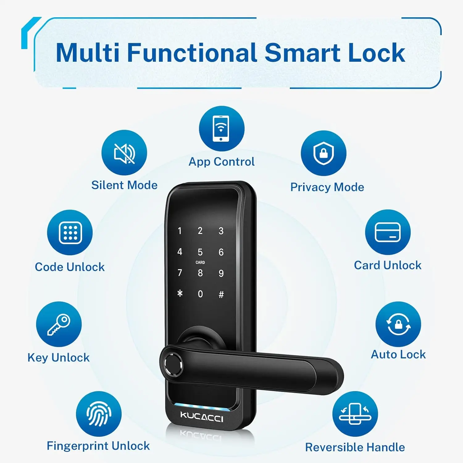 Smart Door Lock with Handle:Keyless Entry Door Lock - Fingerprint Keypad Door Lock - Digital Door Lock Smart Lock for Front Door