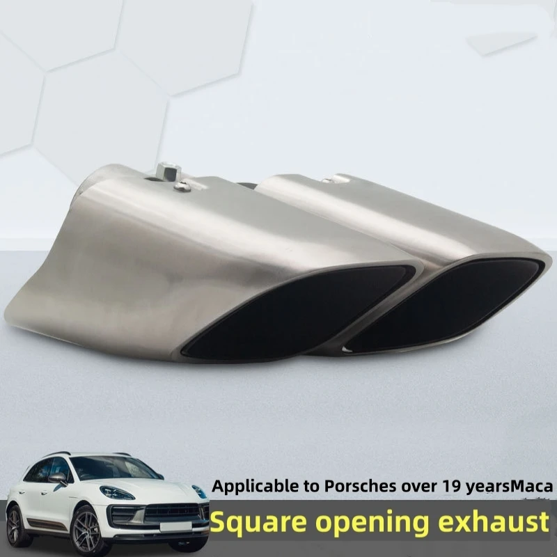 Car boutique modified tailthroat square exhaust pipe for Porsche Maca stainless steel over 19 years old