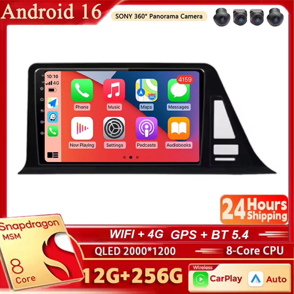 Android 16 For Toyota C-HR CHR 2016 2017 2018 2019 2022 Stereo Car Radio Multimedia Video Player GPS AI Voice CarPlay 2K QLED 4G