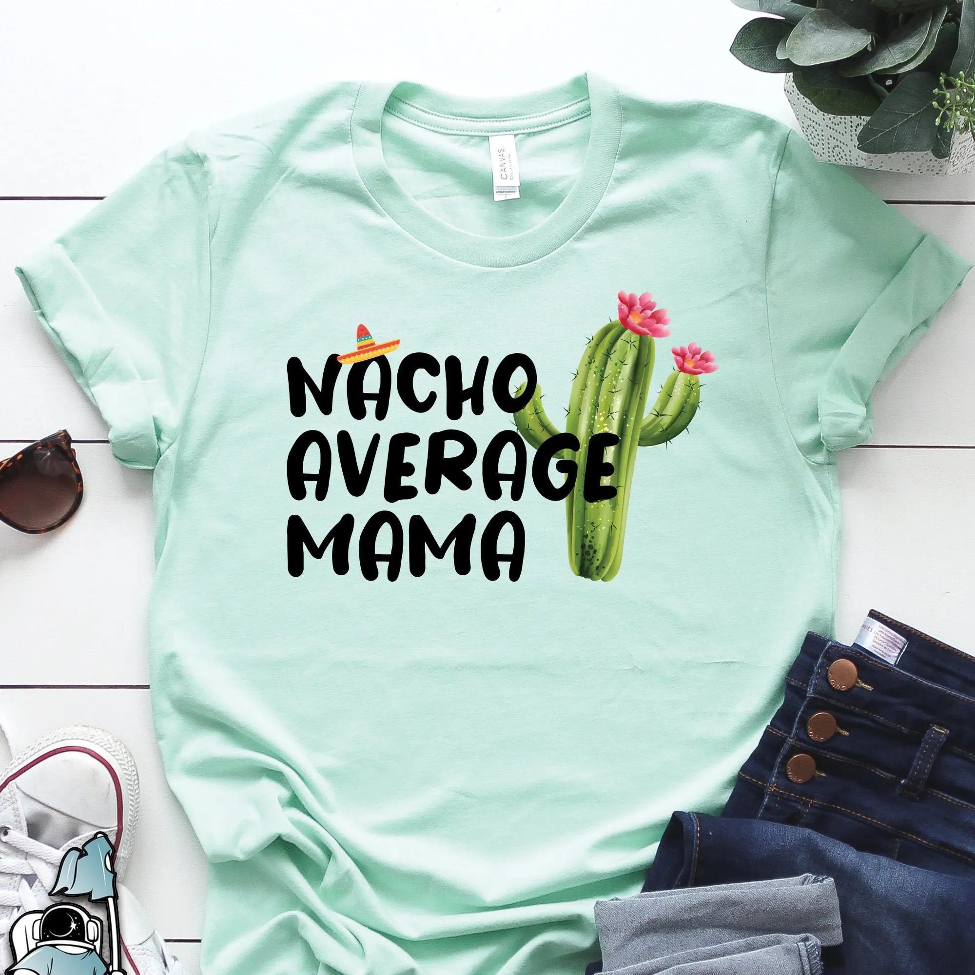 Mama T Shirt s Nacho Average New Mom Baby Shower Mother's Day Cactus