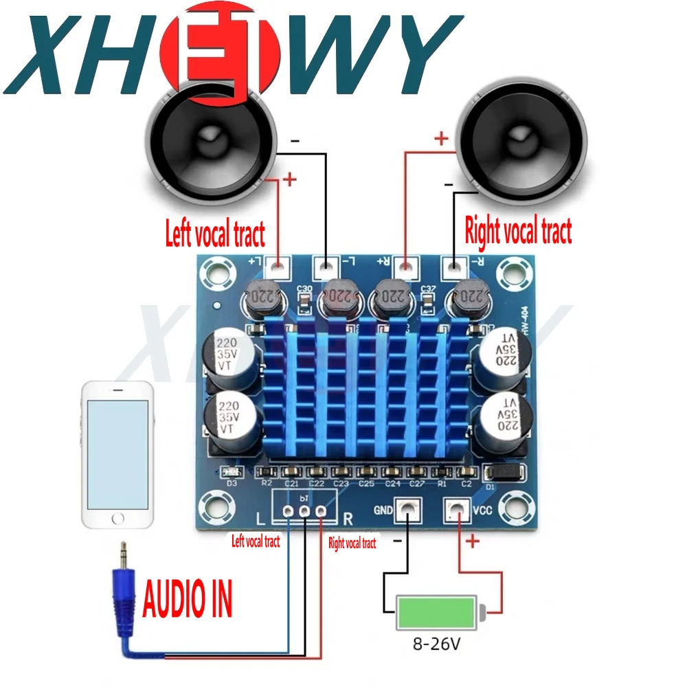 TPA3110 XH-A232 30W+30W 2.0 Channel Digital Stereo Audio Power Amplifier Board DC 8-26V 3A