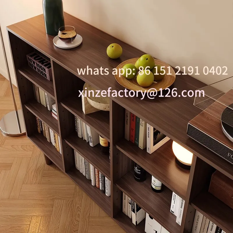 

Customizable bookshelf floor walnut color can be freely combined living room cabinet locker household lattice bookcase locker