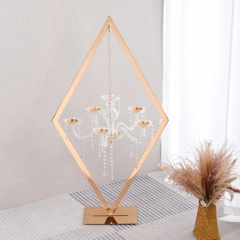 

Gold Metal Tall Diamond Table Centerpieces with Candle Holder, Wedding Backdrop Arch, Stage Decor, 4Pcs, 6Pcs, 10 Pcs