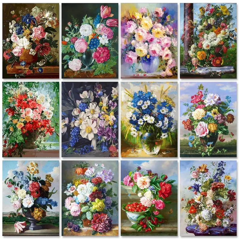 

GATYZTORY Classical Painting By Numbers Paint Kit Flowers Handiwork For Adults Coloring By Numbers Diy Gift Home Decors Home Dec