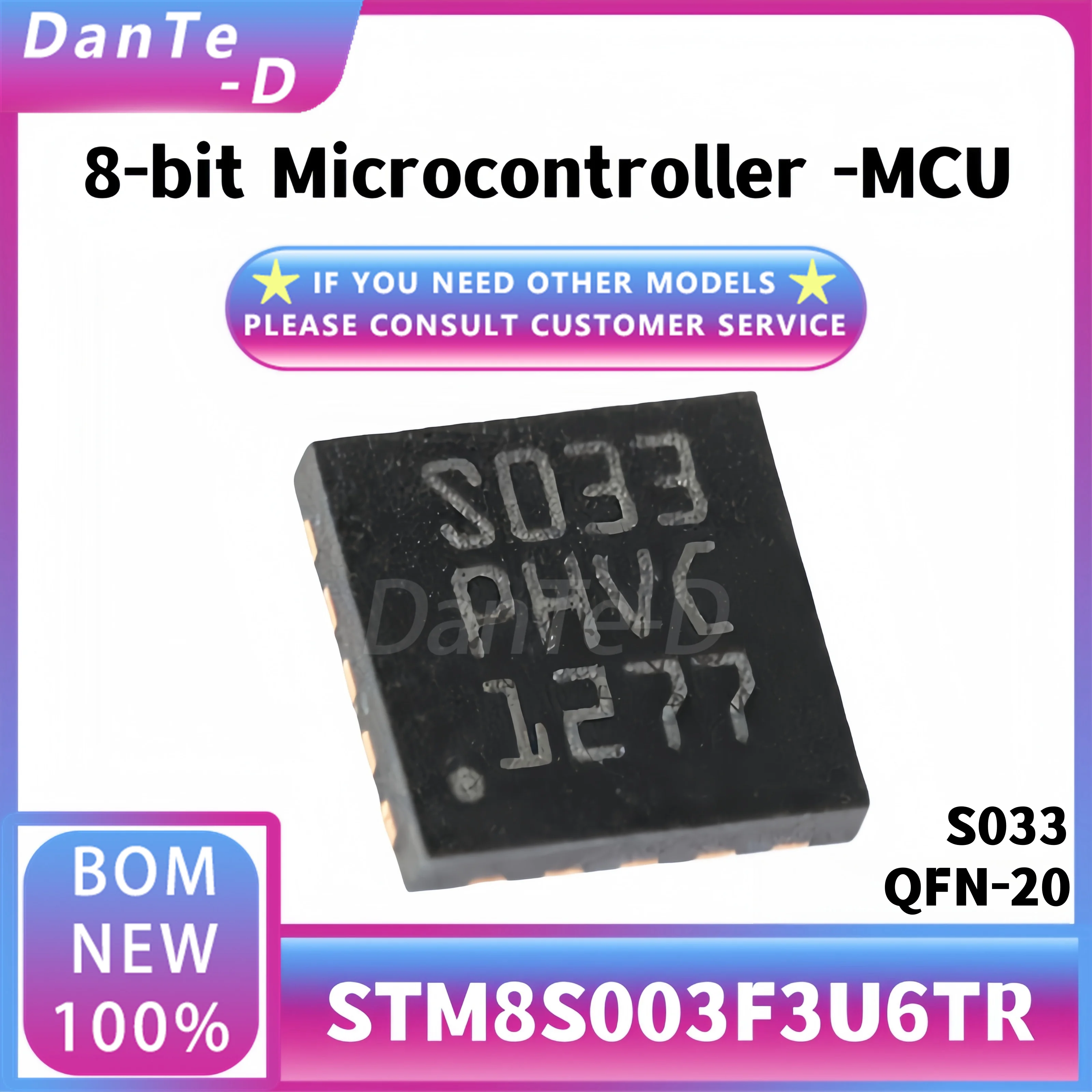 10PCS STM8S003F3U6TR UFQFPN20 16MHz 8KB Flash 8-bit microcontroller MCU IC original authentic