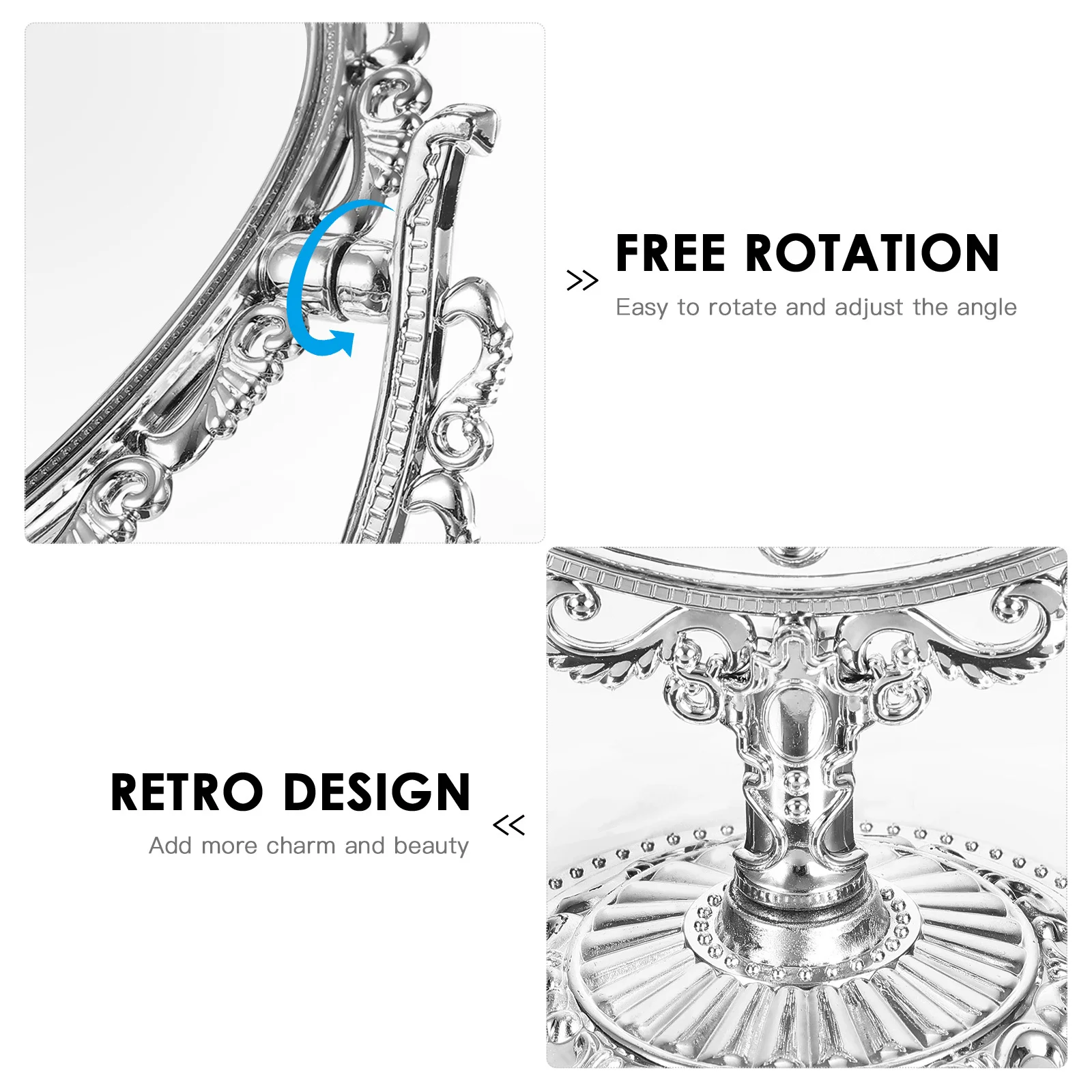 

Makeup Shape Retro Vanity with Free Rotation Stand Desktop Tabletop Decor Dresser Bathroom Bedroom Dorm