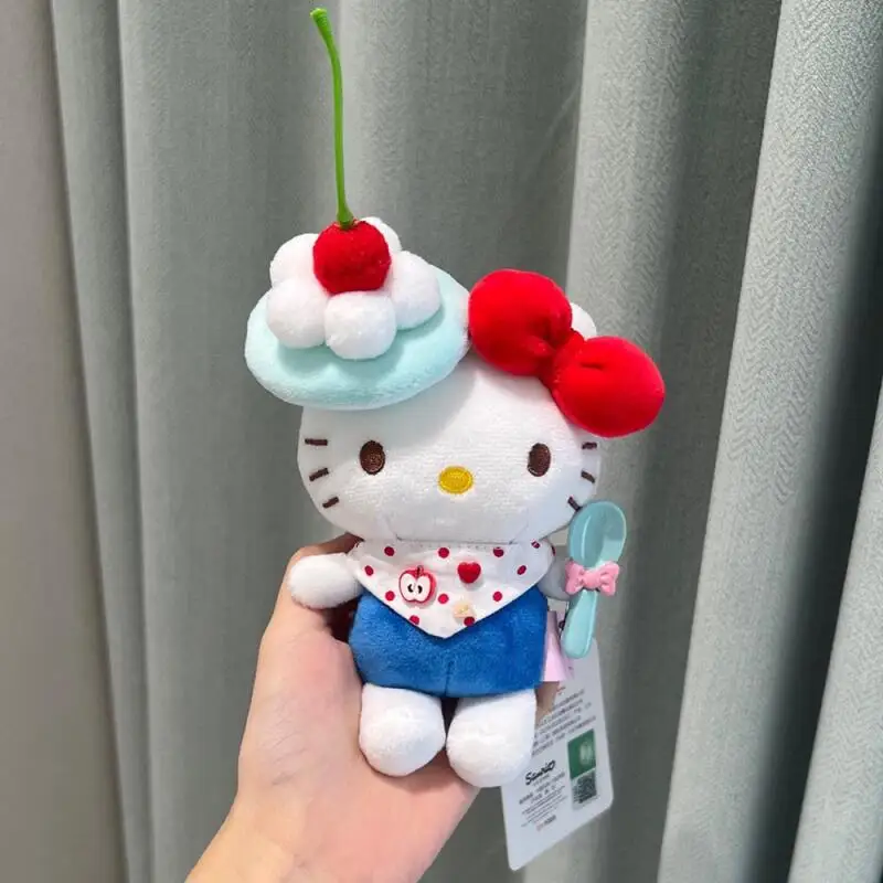 Cute Cartoon Kawaii Blue Cream HelloKitty DIY Plush Doll Keychain Bag Pendant Toy Gift