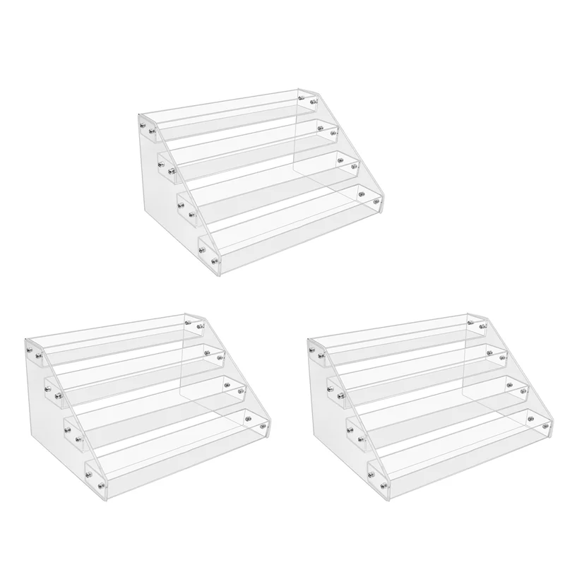 PORK-3X 4-уровневый прозрачный акриловый держатель для компакт-дисков Каскадная стойка для хранения компакт-дисков, стойка для дисплея DVD/CD и подставка для хранения виниловых пластинок