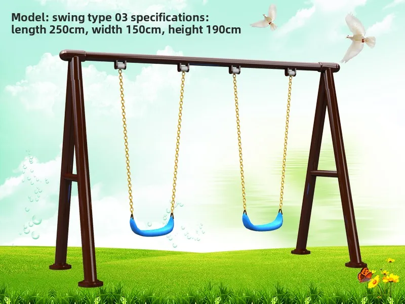 Children's Outdoor Swing Kindergarten Courtyard, Community Park Hanging Basket Outdoor Cradle Double Tire Swing Frame