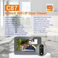 C87 1080P Smart digital door viewer WIFI Doorbell 4.3 inch screen Support TUYA APP Wide Angle PIR with Night Vision Chime