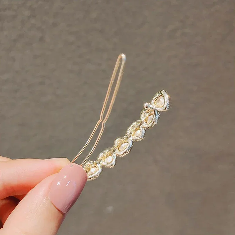 Temperament Little fresh Sparkly crystal hairpin bangs clip girly one-line clip headpiece