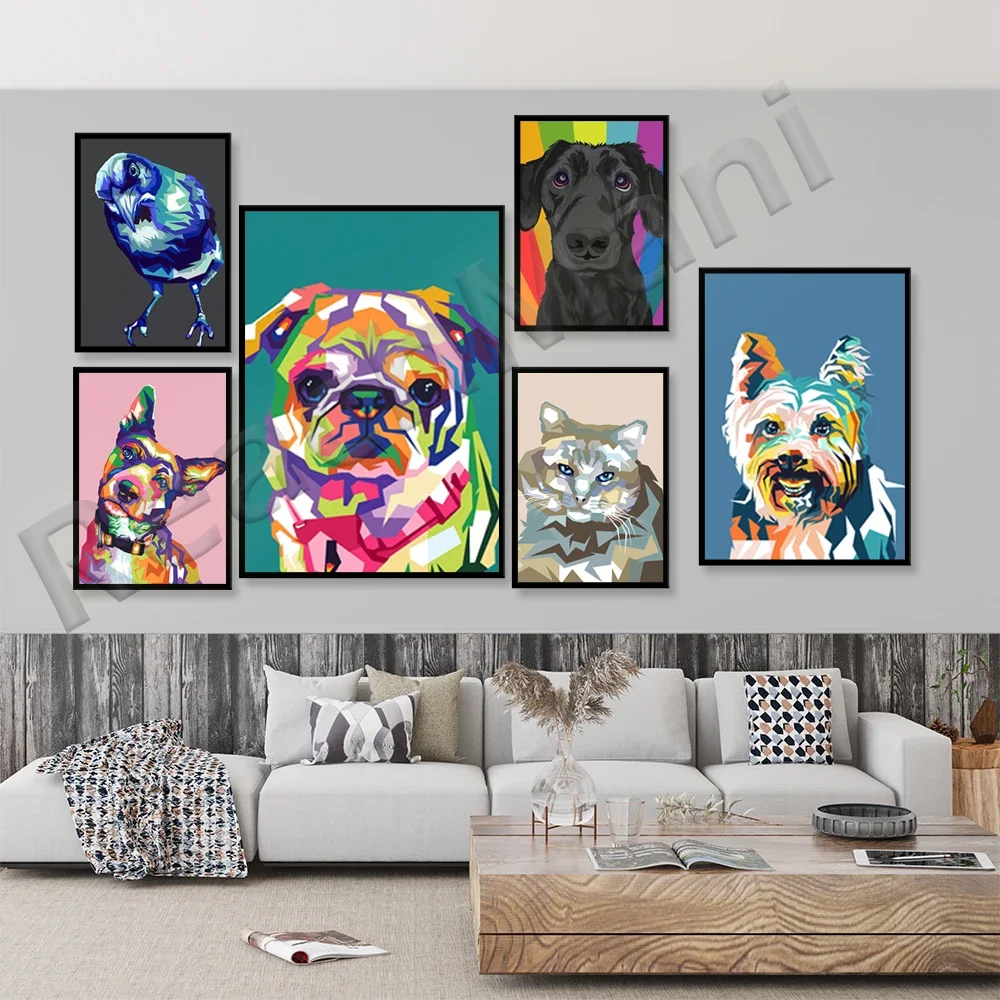 Colorful Cat Pop Wall Art,Australian Cattle Dog Pop Art - Blue Heeler -  Canvas and Poster Prints Available