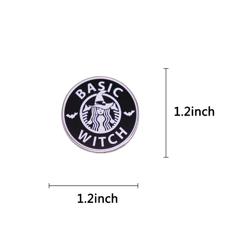 BASIC WITCH Brooch Magic School Retro Cartoon Pin Starbbucks Mermaid Wizard Badge Bag Accessories for Women Female Coffee Lover