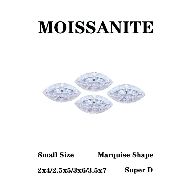 

Moissanite Stone Super White D Color VVS1 Marquise Cut Charms Gemstone DIY Ring Necklace Earrings Main Materials Small Size
