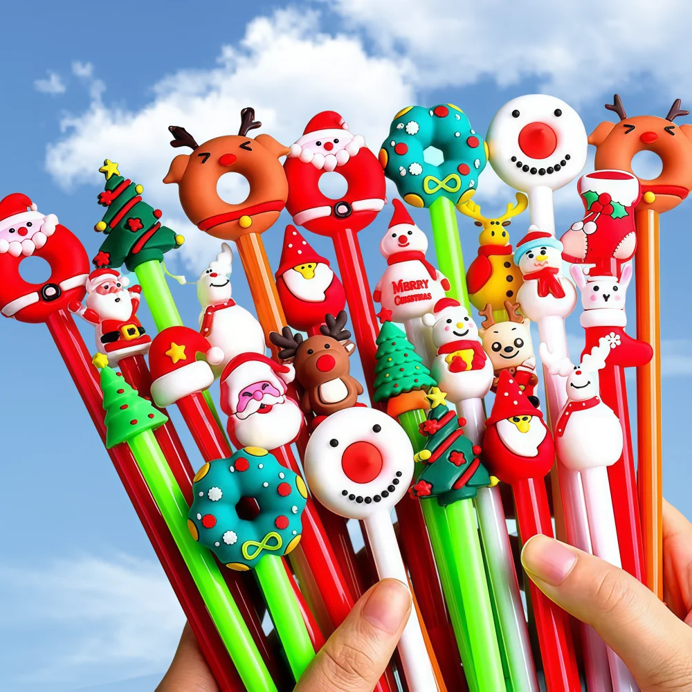 12/24/36 pièces mignon arbre de noël bonhomme de neige thème stylo monochrome, noël nouvel an carnaval fête d'anniversaire cadeau sac cadeau remplissage