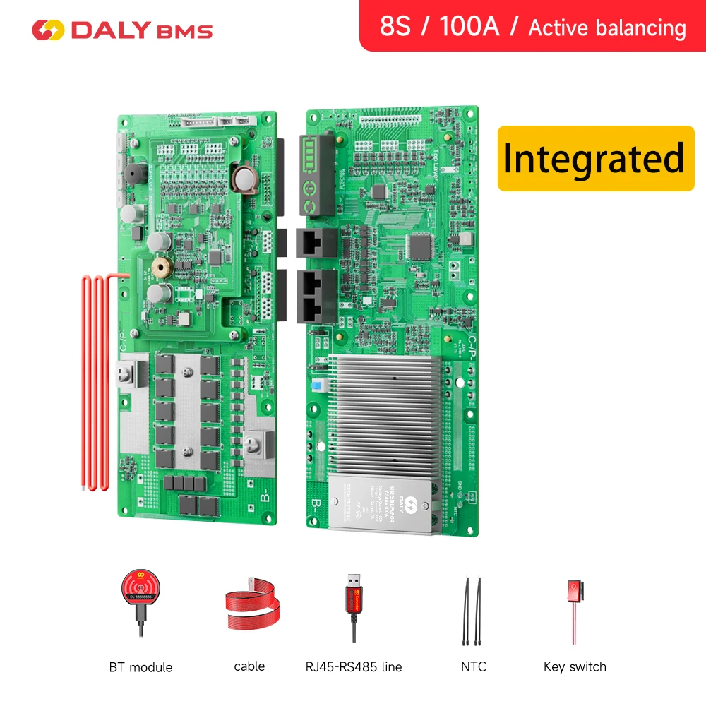 DALY Smart BMS Energie-omvormer BMS Actieve Balancer 8S 24V 16S 48V 100A Li-ion/Lifepo4 Batterij BMS voor Deye Victron Omvormer