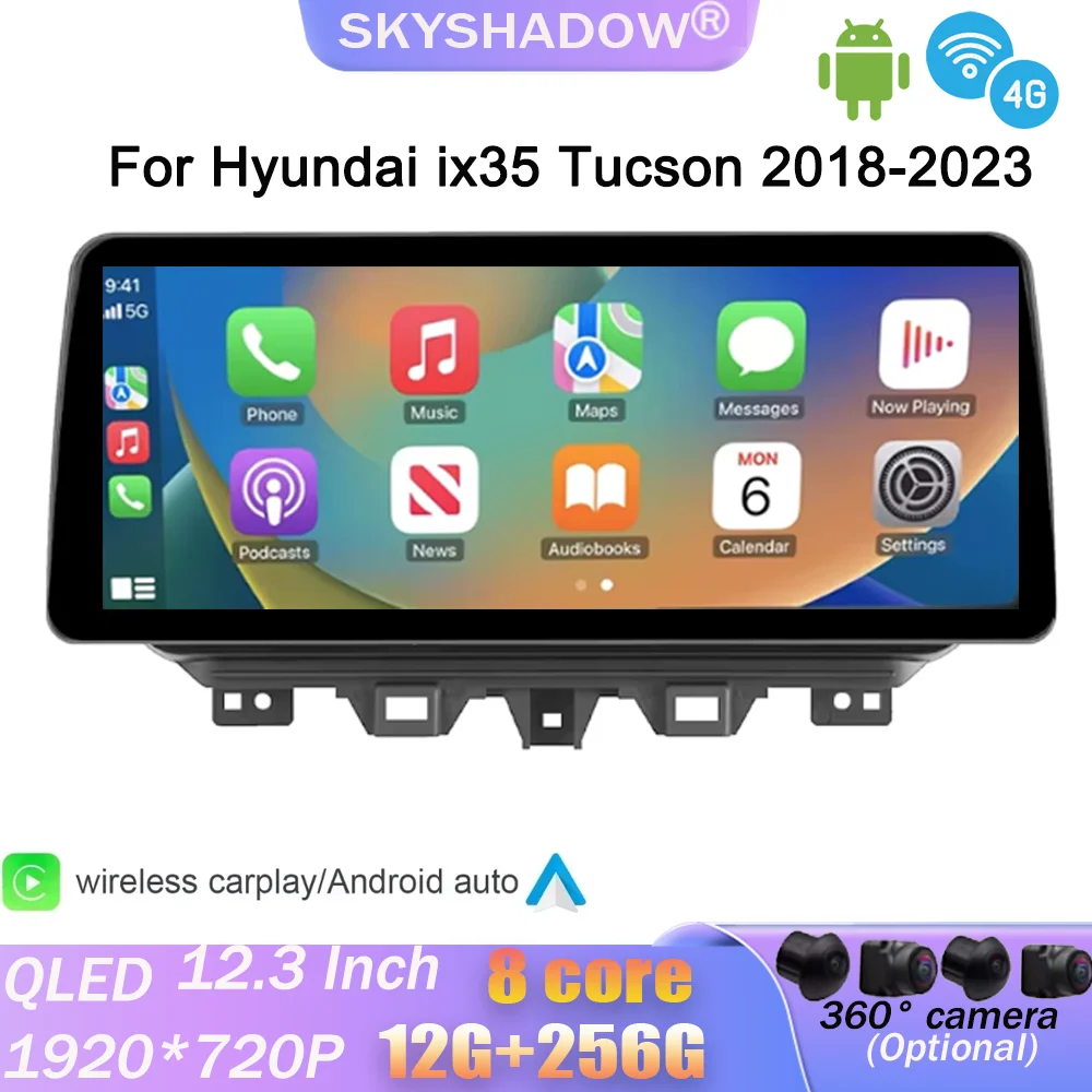 

Car Radio CarPlay For Hyundai ix35 Tucson 2018-2023 Android GPS Navigation 4G WiFi Bluetooth DSP RDS Stereo Multimedia Player