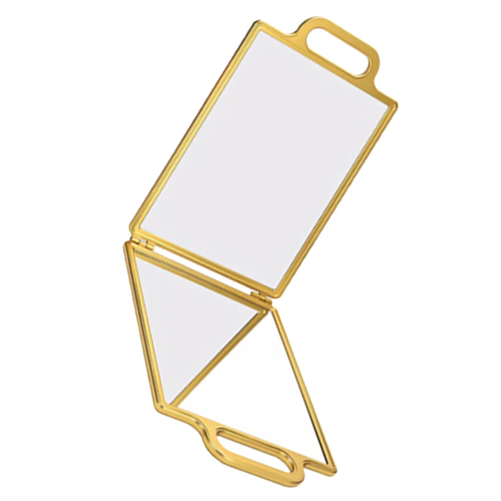 

Gold Folding Double-Sided Mirror Portable Haircut Salon Styling Travel Makeup Grooming Personal Care Accessory