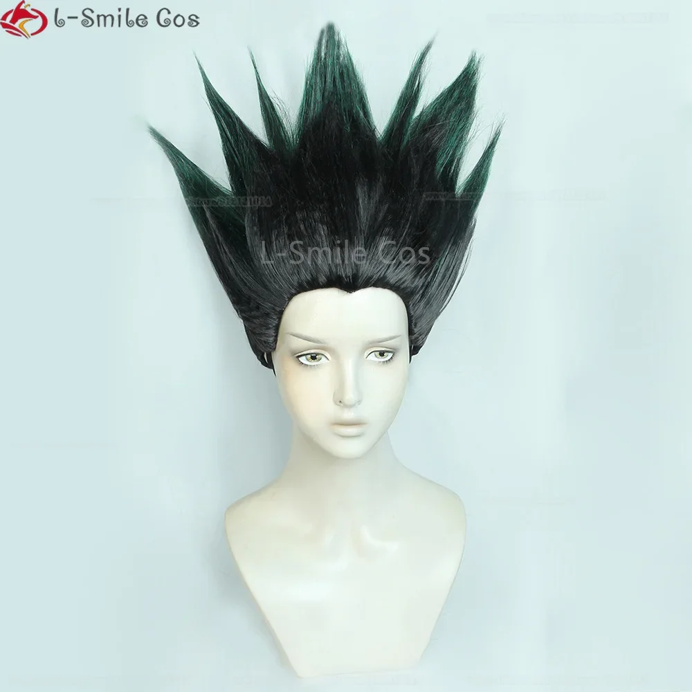 Anime Hunter x Hunter Cosplay Gon Freecss Wig Short Black Green Gon Freaks Cosplay Wig Heat Resistant Hair Party Wigs + Wig Cap