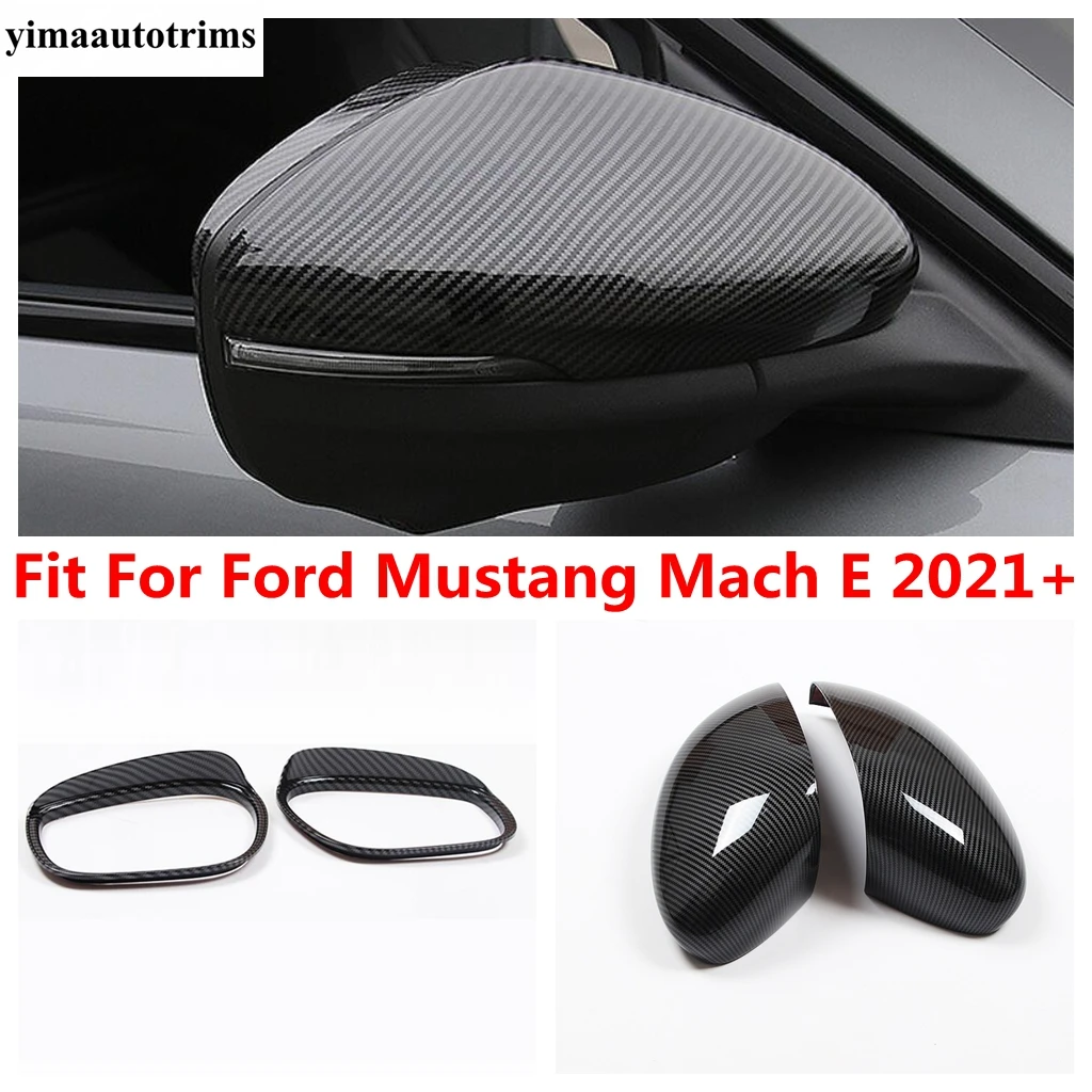 

Rearview Mirror Rain Eyebrow Eyelid Protection Anti Scratch Cover Trim For Ford Mustang Mach E 2021-2023 Carbon Fiber Accessorie