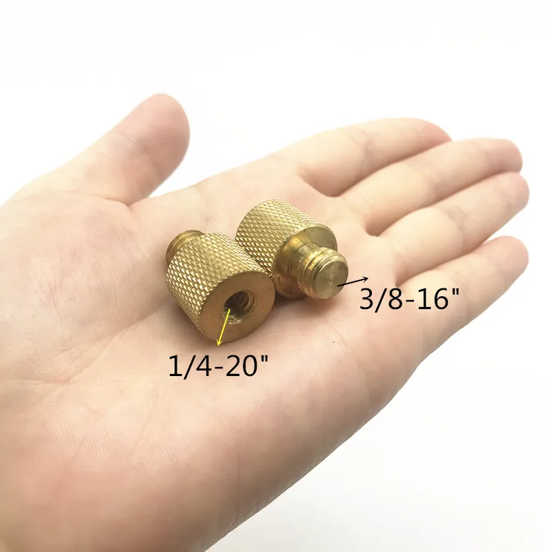 3/8 "ตัวเมียถึง1/4" ตัวผู้ขาตั้งกล้องอะแดปเตอร์สกรูเกลียวทองเหลืองขนาดเส้นผ่าศูนย์กลาง16มม. สำหรับขาตั้งหลอดไฟขาตั้งกล้อง