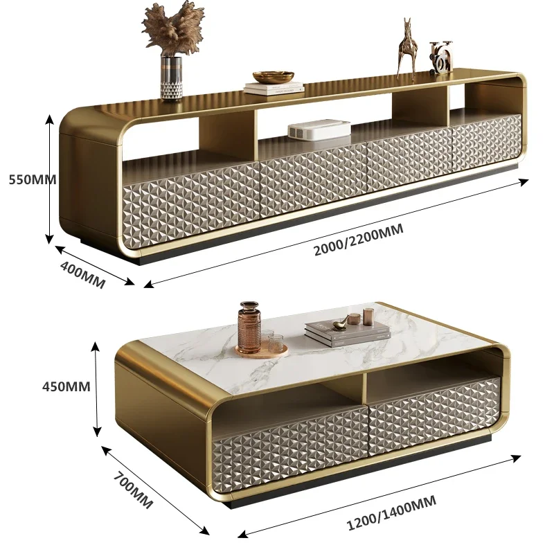 Italian light luxury TV cabinet coffee table combination