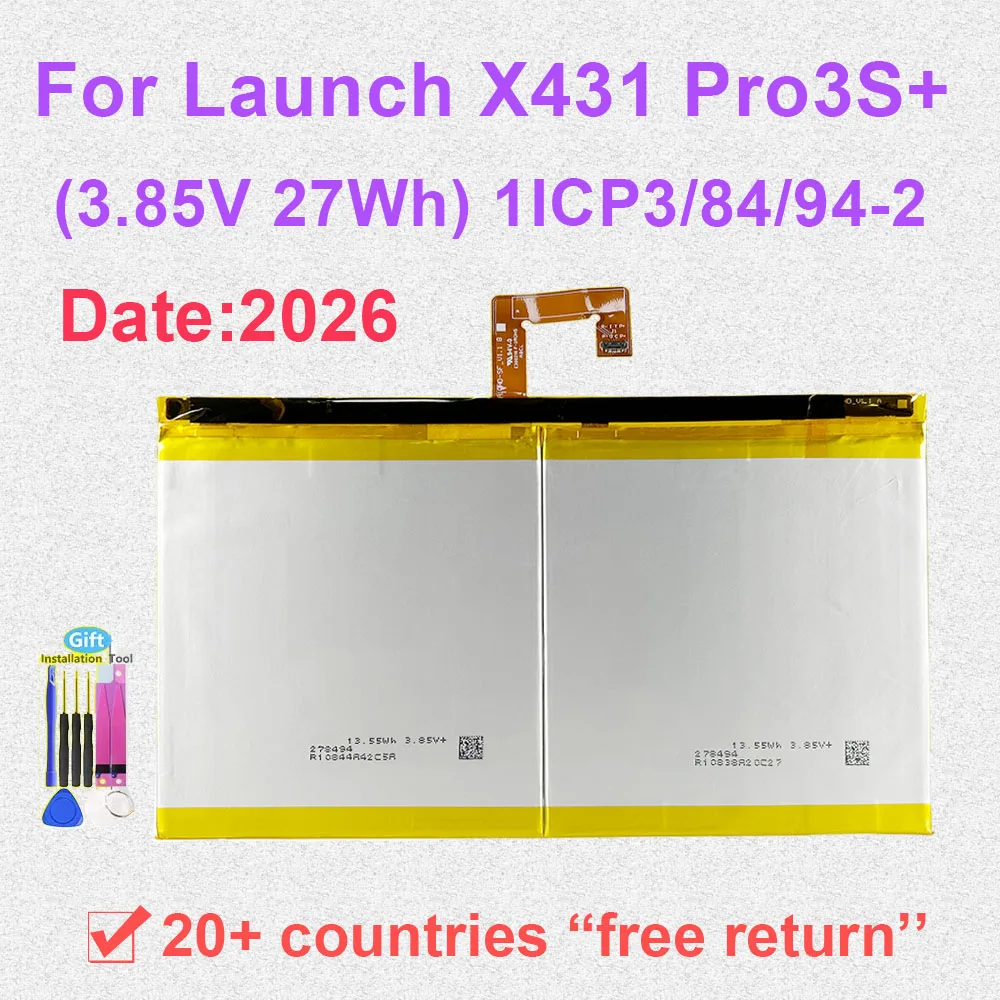 For Launch X431 PRO3S+ Battery 3.85V 27Wh 1ICP3/84/94-2 Rechargeable Batteries with Tracking Number Fast Shipping High Quality