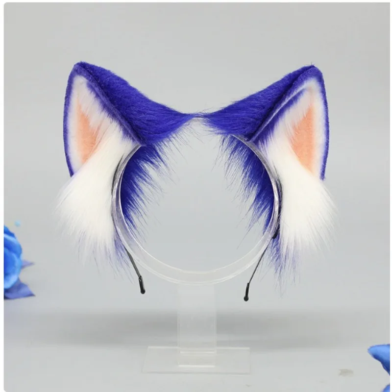 Novo jogo ouriço anime cosplay bandana azul orelhas de gato headwear pelúcia lolita cocar halloween acessórios para o cabelo orelhas de gato prop