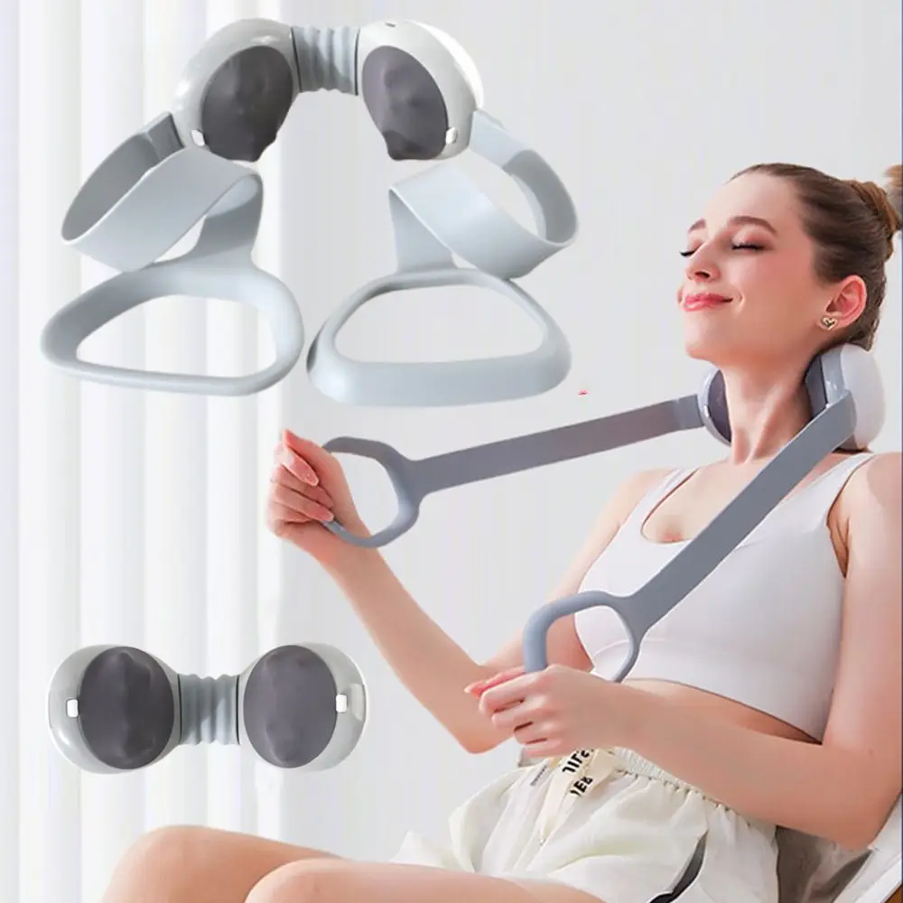 

Portable Cervical Massage Instrument Warm Compress LCD Display Mini Neck Massager with Handle Ergonomic Shoulder Massage Tool