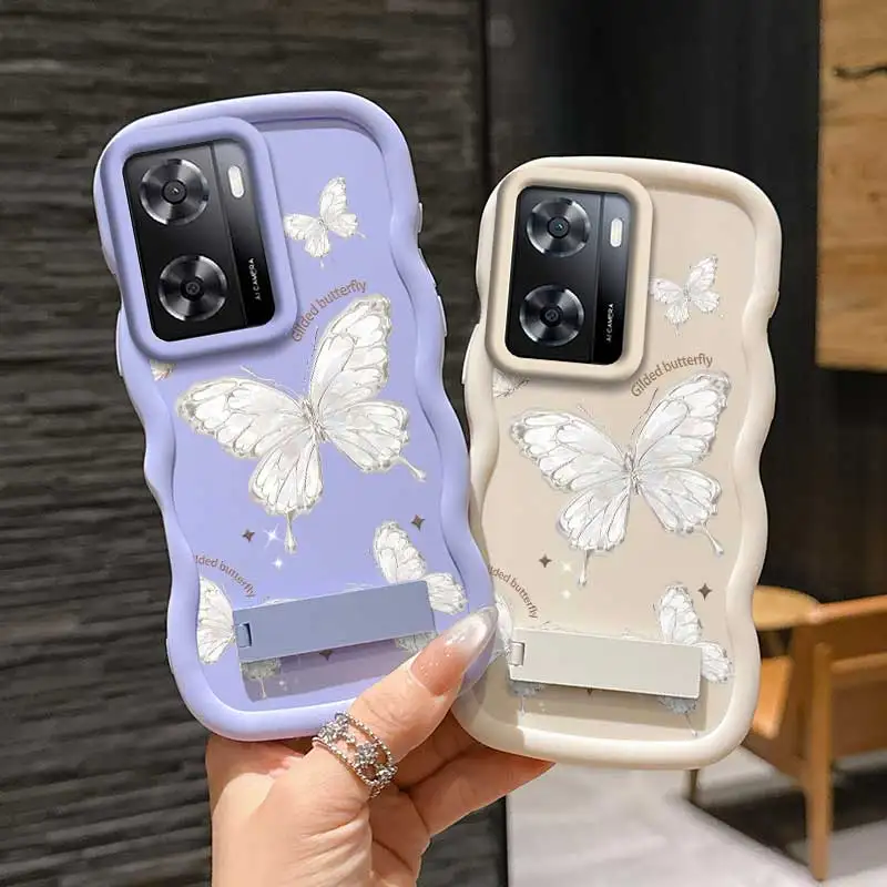 حافظة كاجوال بتصميم مرن على شكل فراشة مذهبة مضادة للخدش وحامل مصنوعة خصيصًا لهاتف OPPO A77 مثالية لـ OPPO A Reno #2