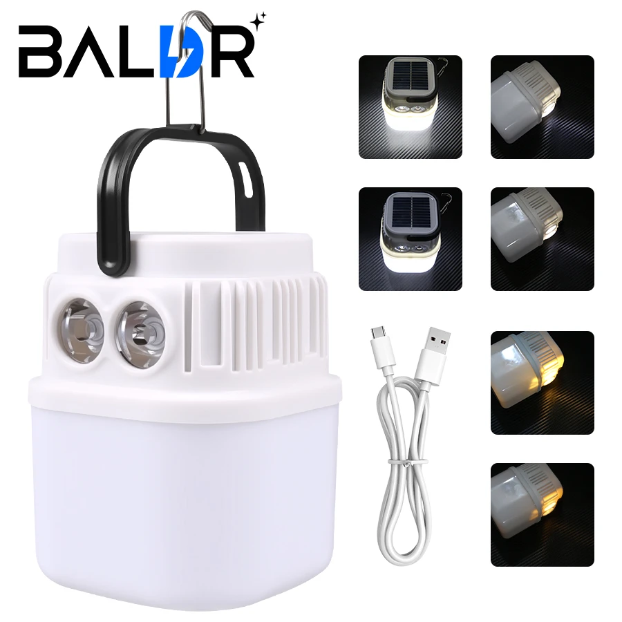 Multifunctional Led Solar Camping Light USB Charging Outdoor Tent Lamp Portable Lanterns Emergency Flashlight for Hiking Fishing