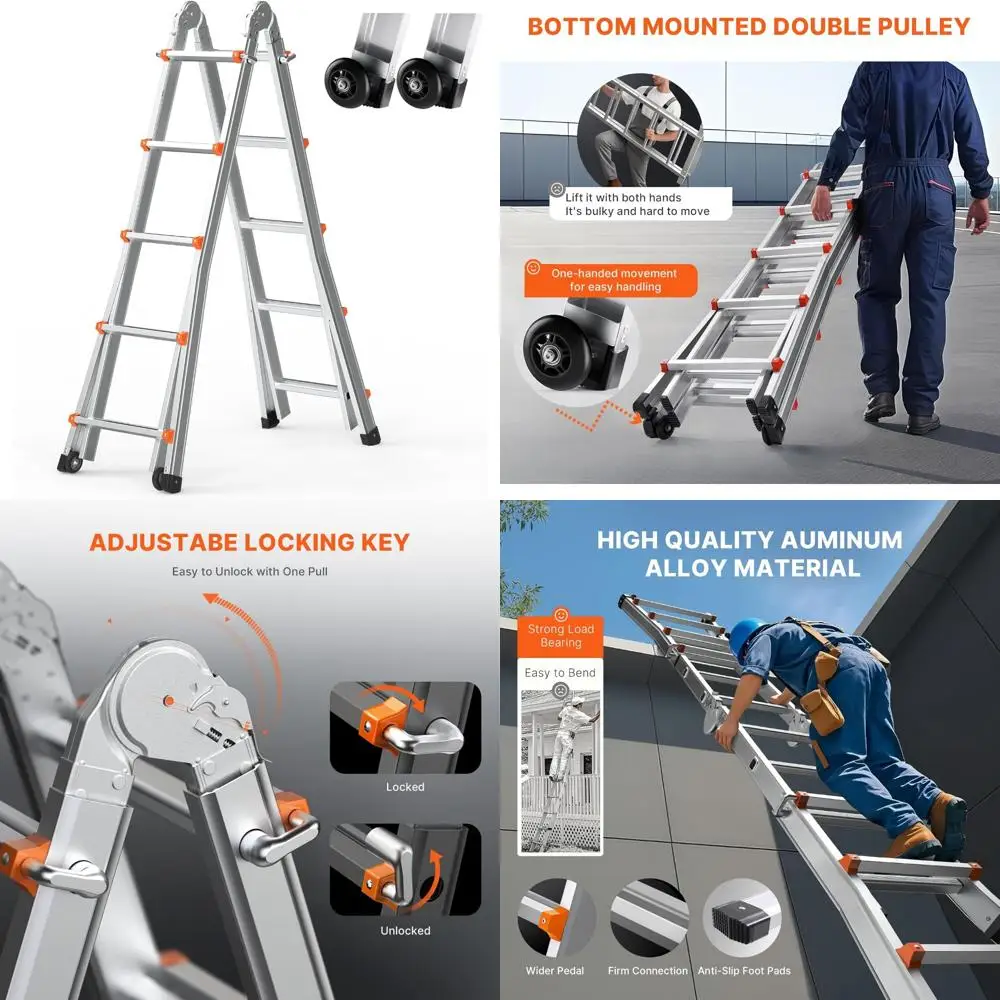 Scala telescopica con telaio ad A in alluminio VEVOR da 20 piedi - compatta, multifunzione, portatile per camper e uso telescopico
