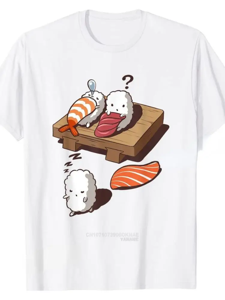 Kawaii Sushi Japanese Nigiri Sleepwalking Sushi T-shirt Cute Men Women O-neck Fashion Graphic Tees  Casual Streetwear Tops