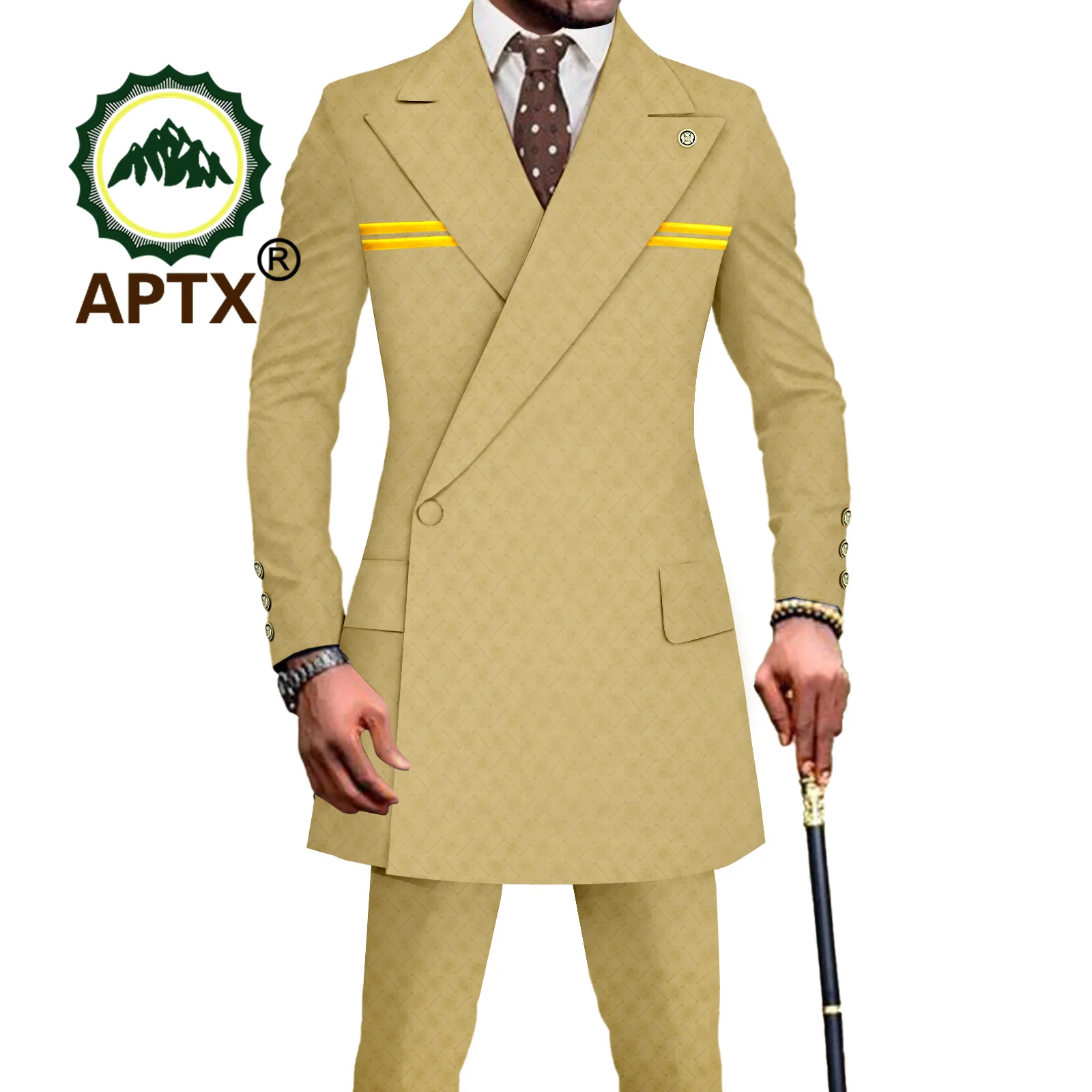 

African Wedding Dress Men Suit Formal Notched Jacket and Trousers 2-piece Set Festival Business Bazin Riche Attire A2316044